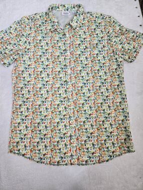 Projek Raw Sunset Lounge Cocktail Print Shirt Mens Medium Short Sleeve